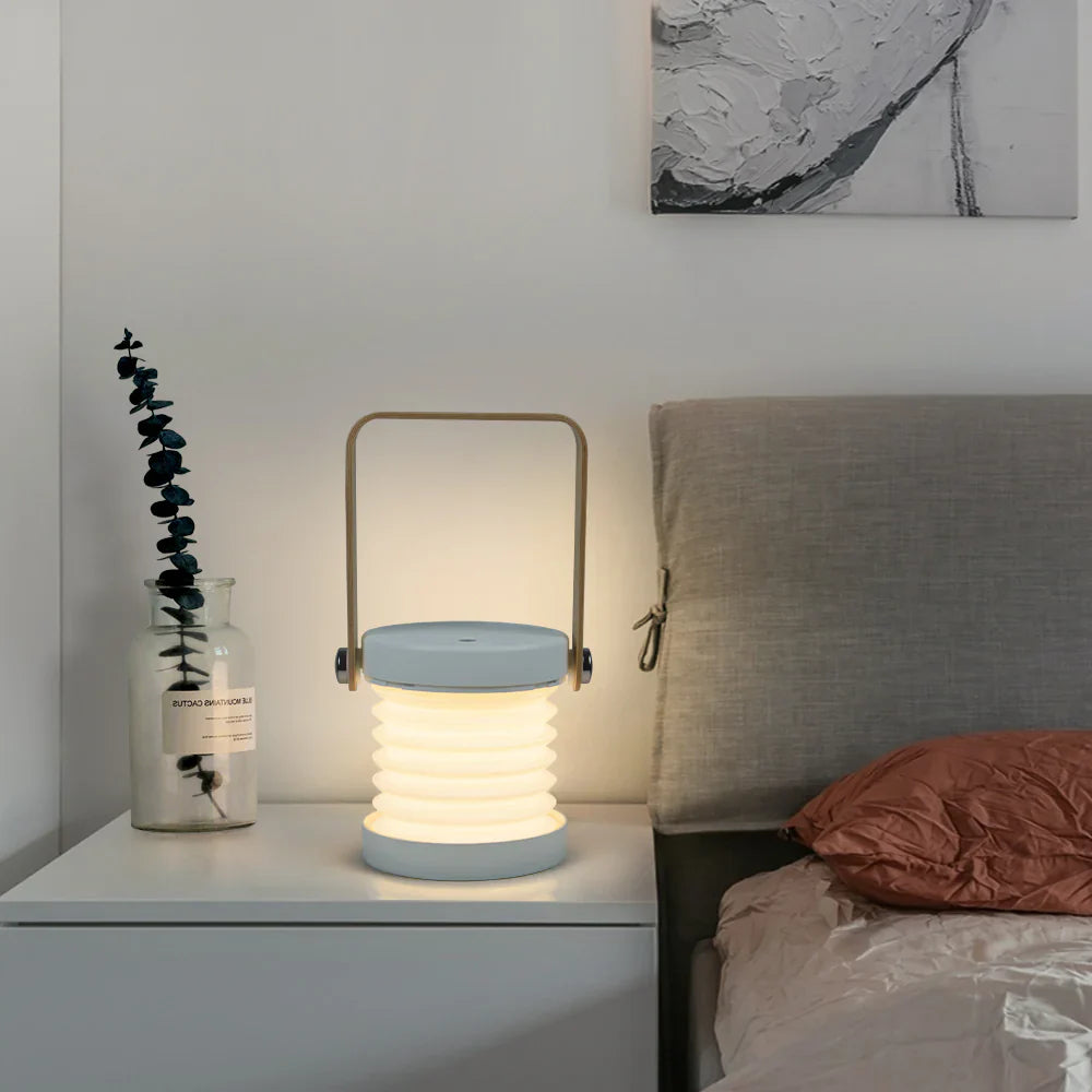 Wireless Wood and Metal Table Lamp | Dimmable, Rechargeable LED