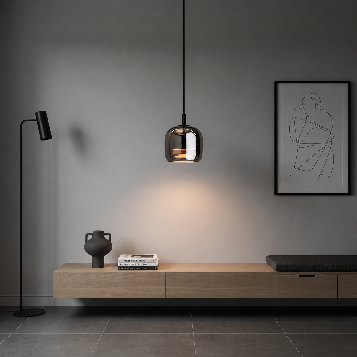 Smoked Glass Globe Pendant Light | Dual-Look LED, 3000K Warm White