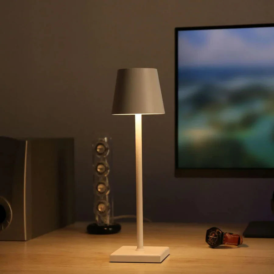 Scandinavian LED Table Lamp | Wireless, Dimmable Aluminum Design