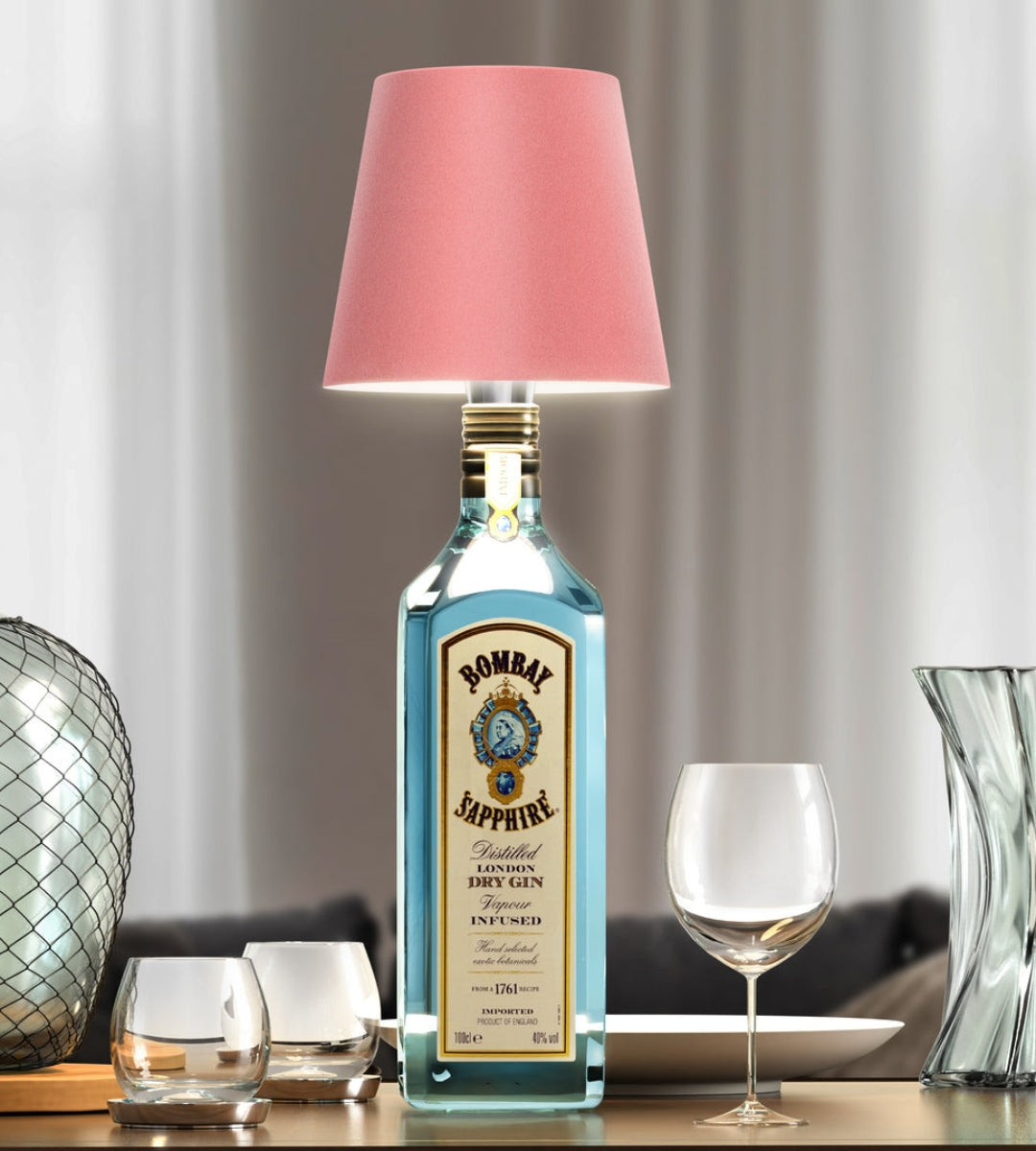 Wireless Bottle Lamp | Rechargeable LED with Cone Shade