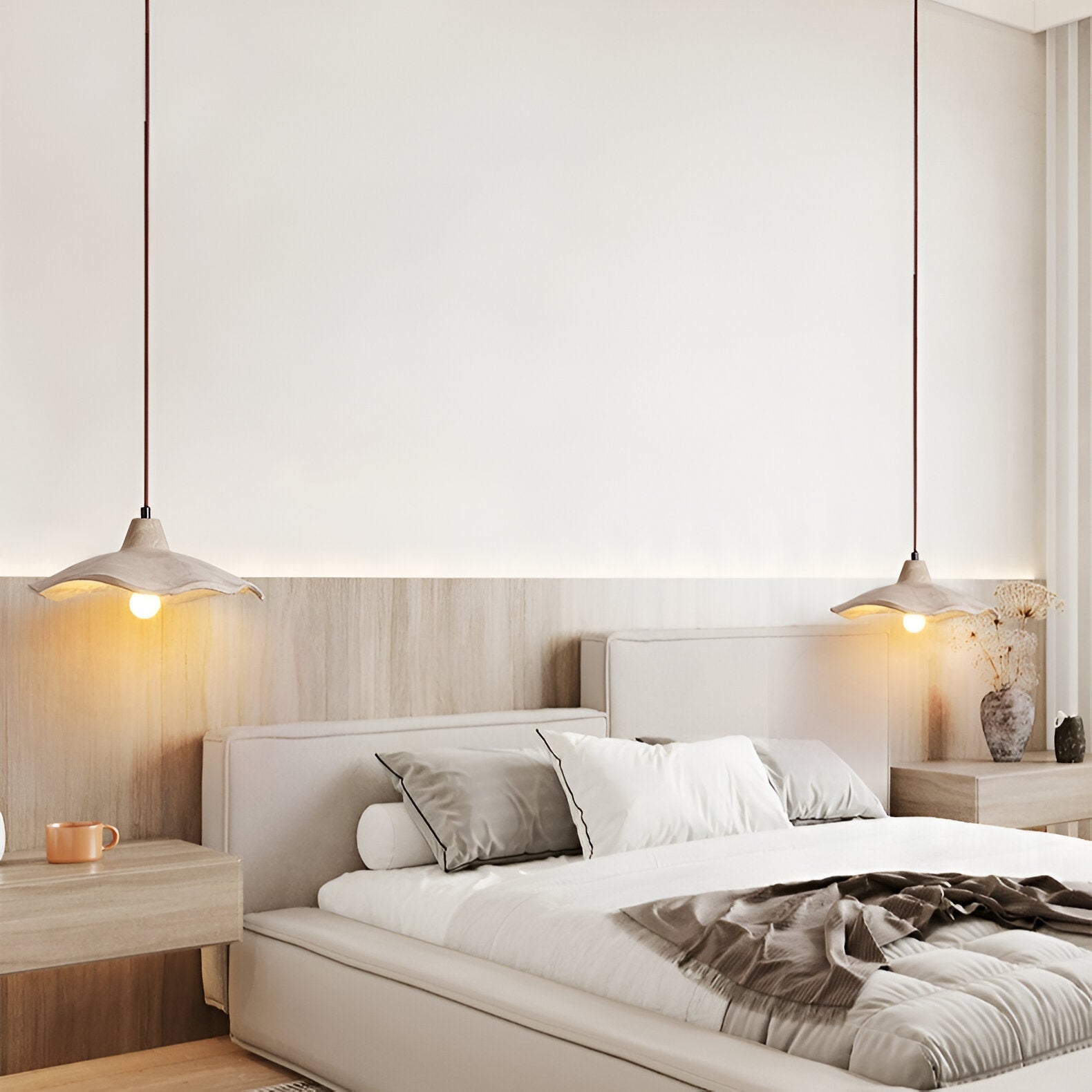 Travertine Wave Pendant Light | Natural Stone, Ø42 cm