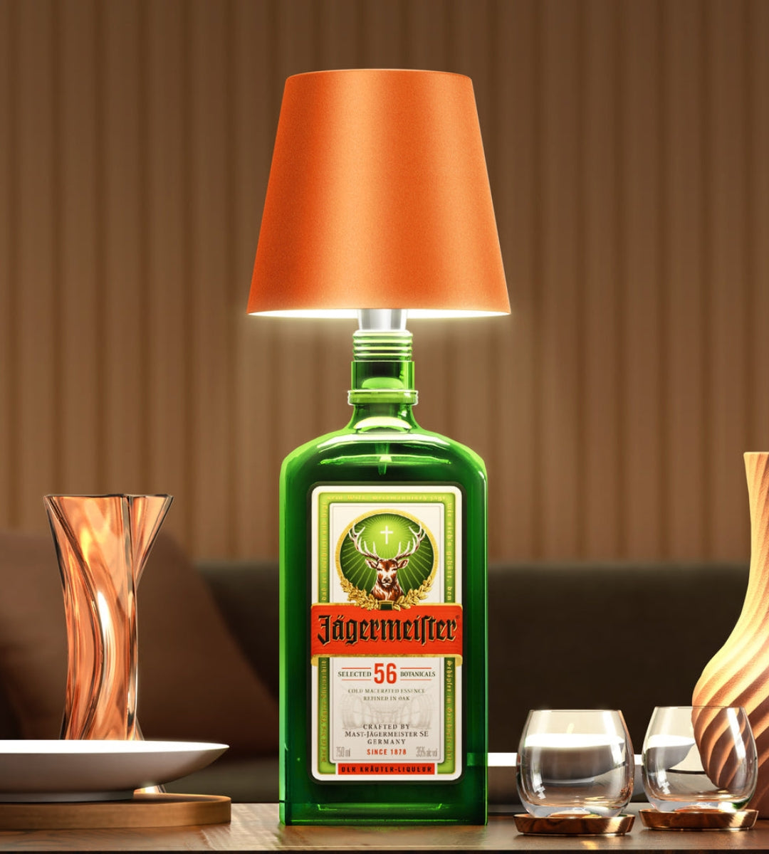 Wireless Bottle Lamp | Rechargeable LED with Cone Shade