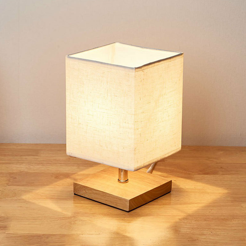 Wood Base Table Lamp with Linen Shade | Japandi Style, E26/E27