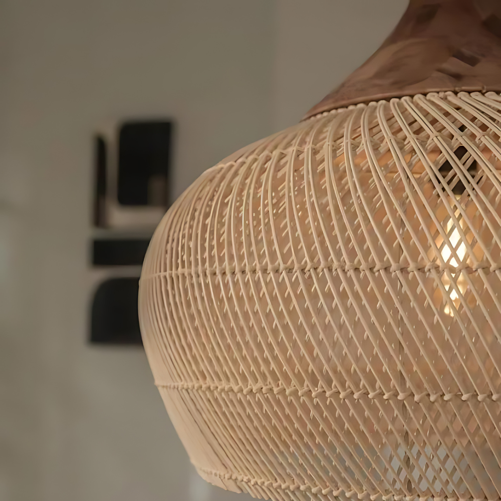 Rattan Ceiling Light | Boho Style, Handwoven Natural Design
