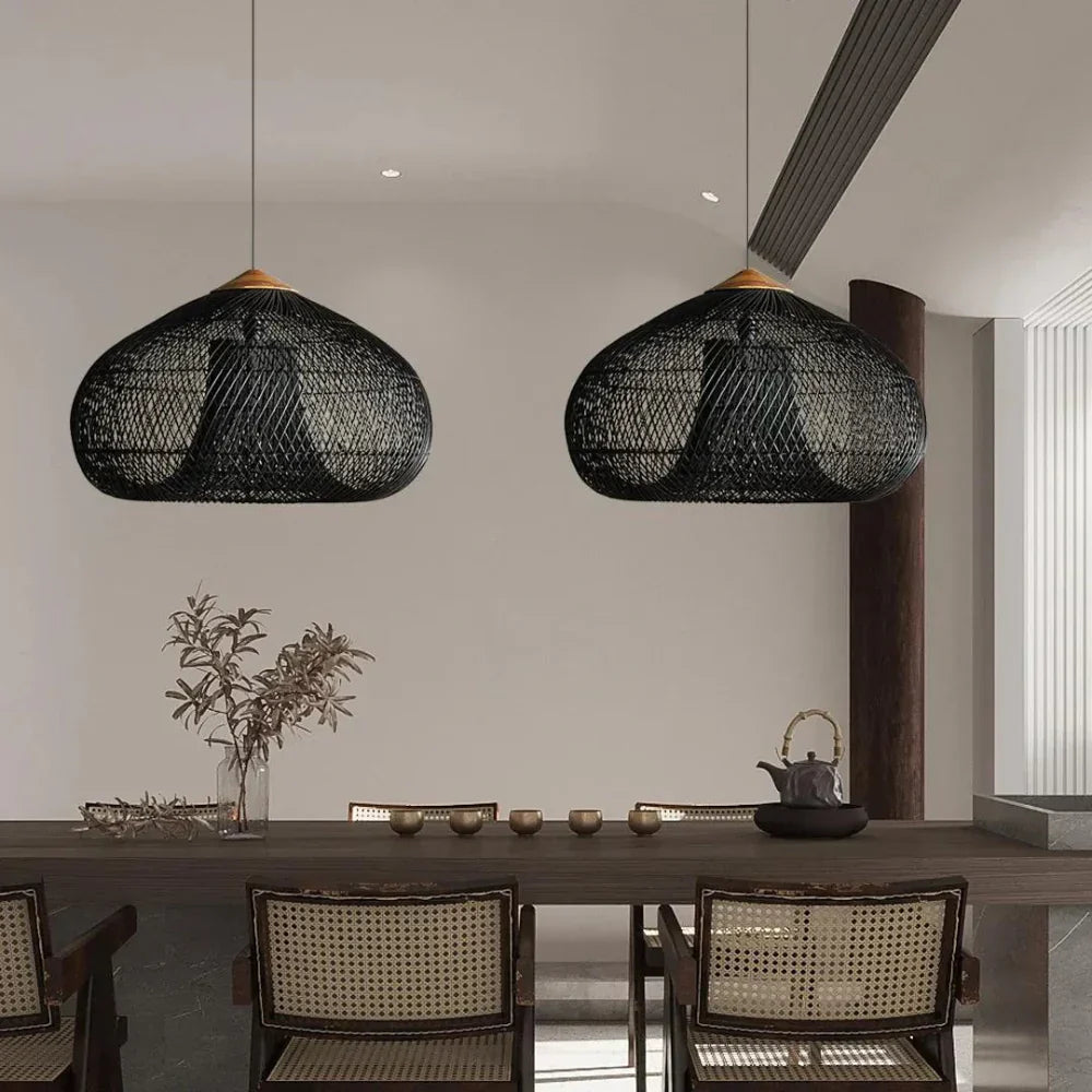 Woven Rattan Pendant Light | Boho Japandi Style, E27