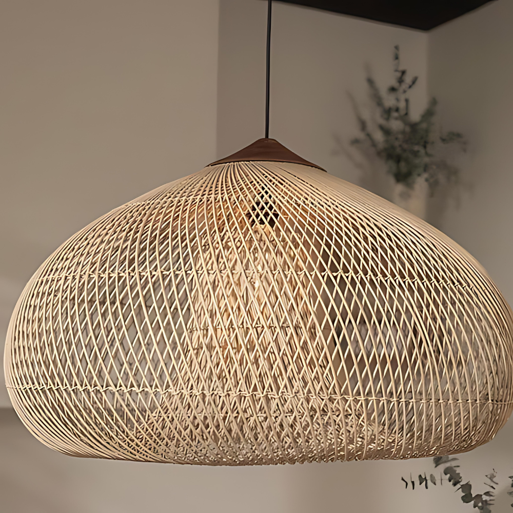 Woven Rattan Pendant Light | Boho Japandi Style, E27