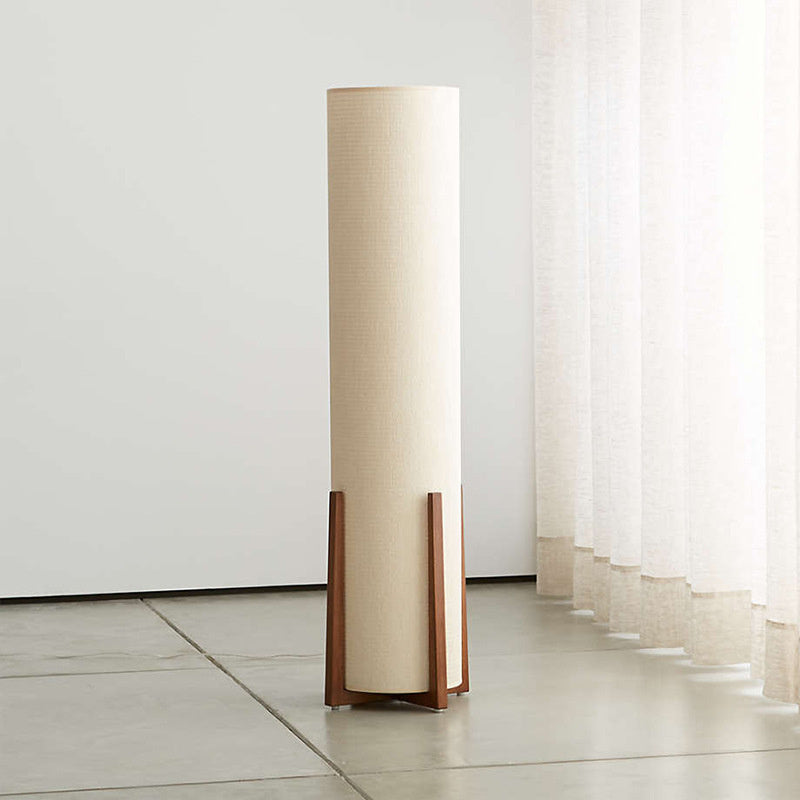 Ash Wood Floor Lamp with Linen Shade | Japandi Style, 47 in