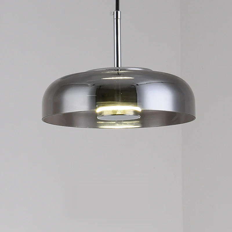 Round Glass and Metal Pendant Light | Modern LED, Adjustable Drop