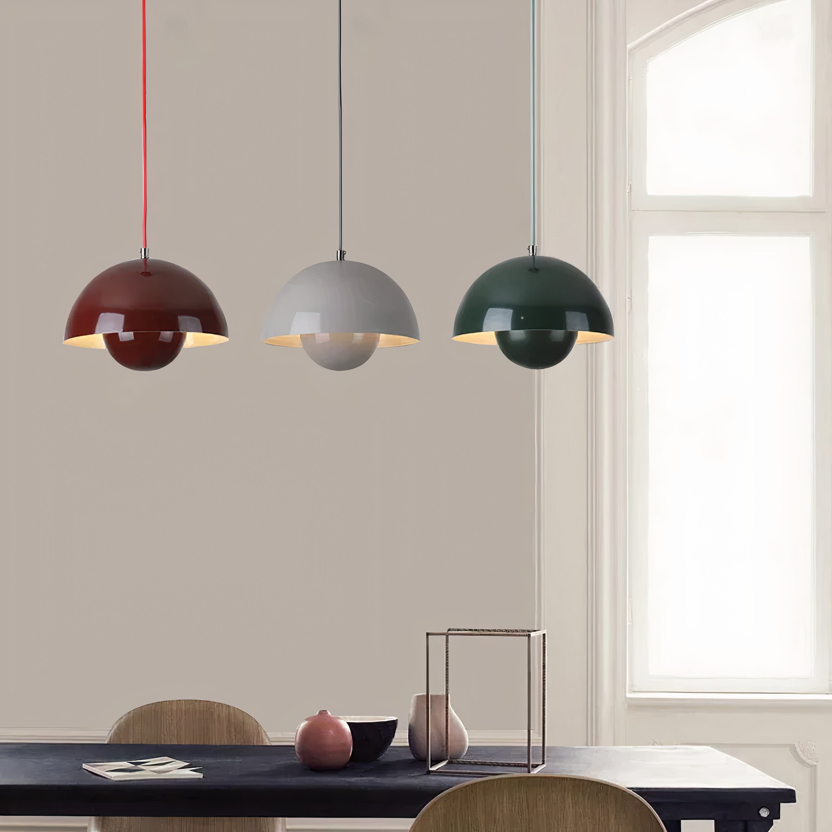 Colored Metal Pendant Light | Scandinavian LED, Dimmable