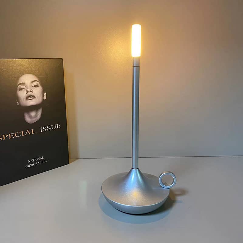 Scandinavian LED Table Lamp | Wireless, Dimmable Brushed Aluminum