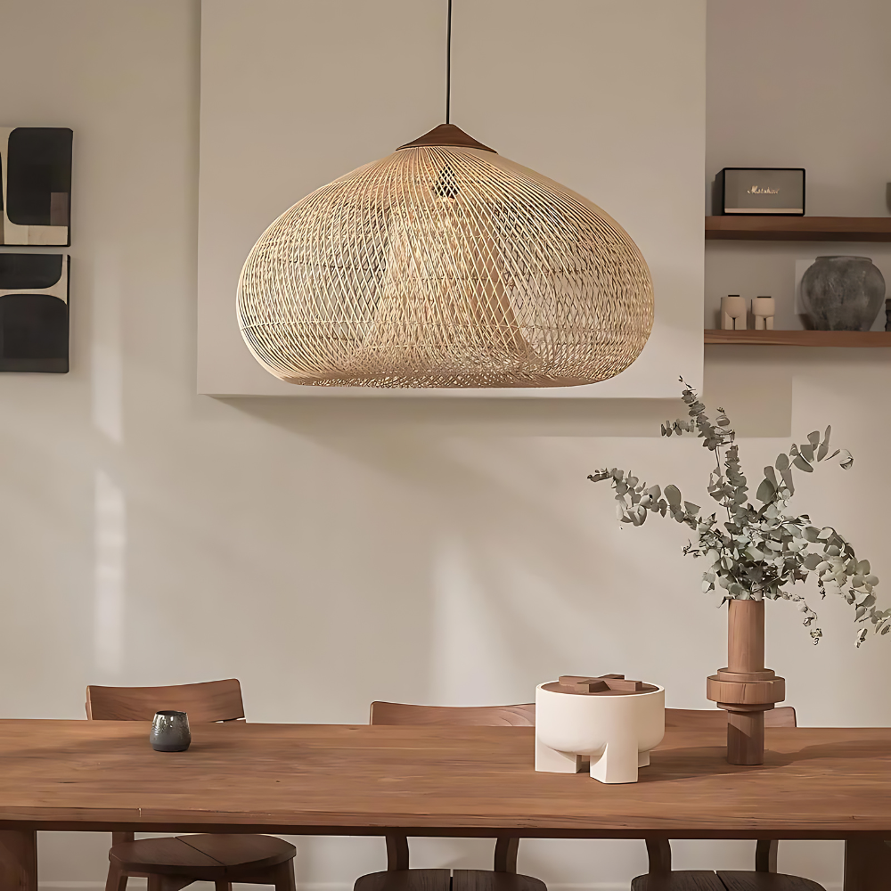 Woven Rattan Pendant Light | Boho Japandi Style, E27