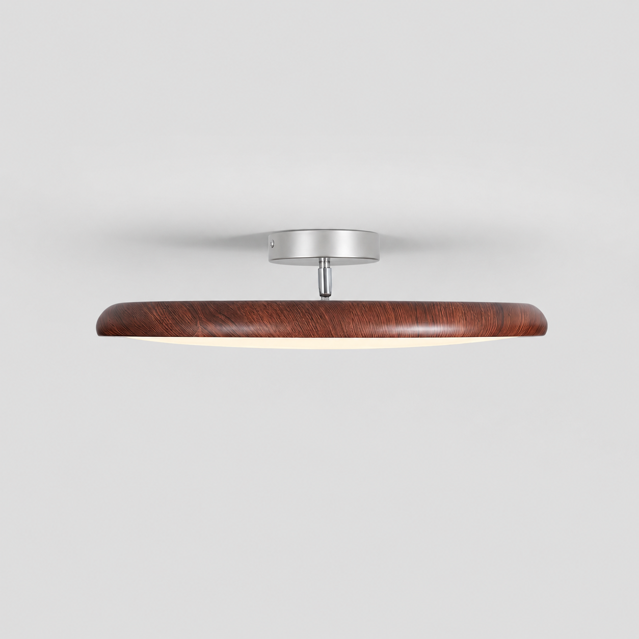 Round Flush Mount Ceiling Light | Wood-Effect Frame, 3000K Warm White