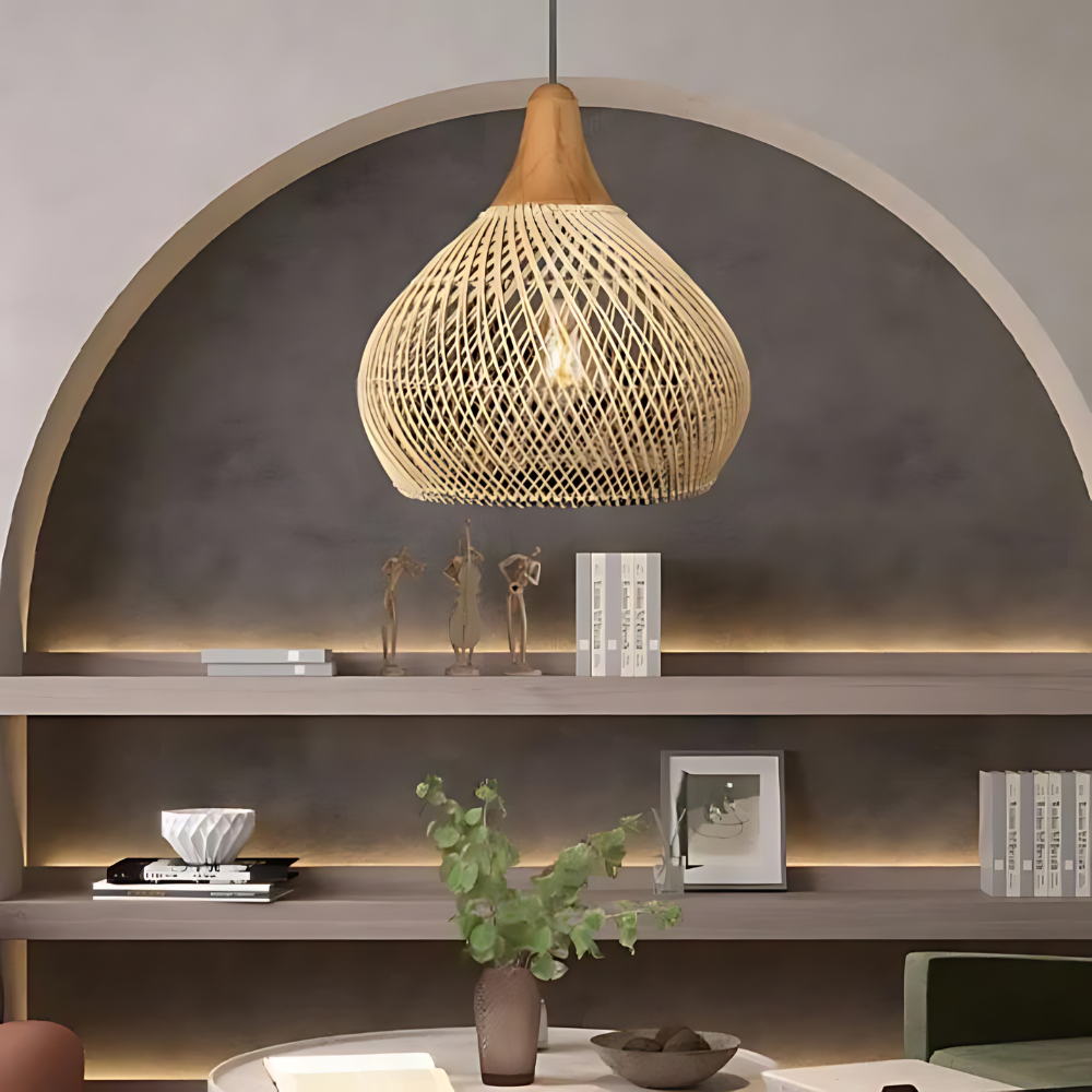 Rattan Ceiling Light | Boho Style, Handwoven Natural Design