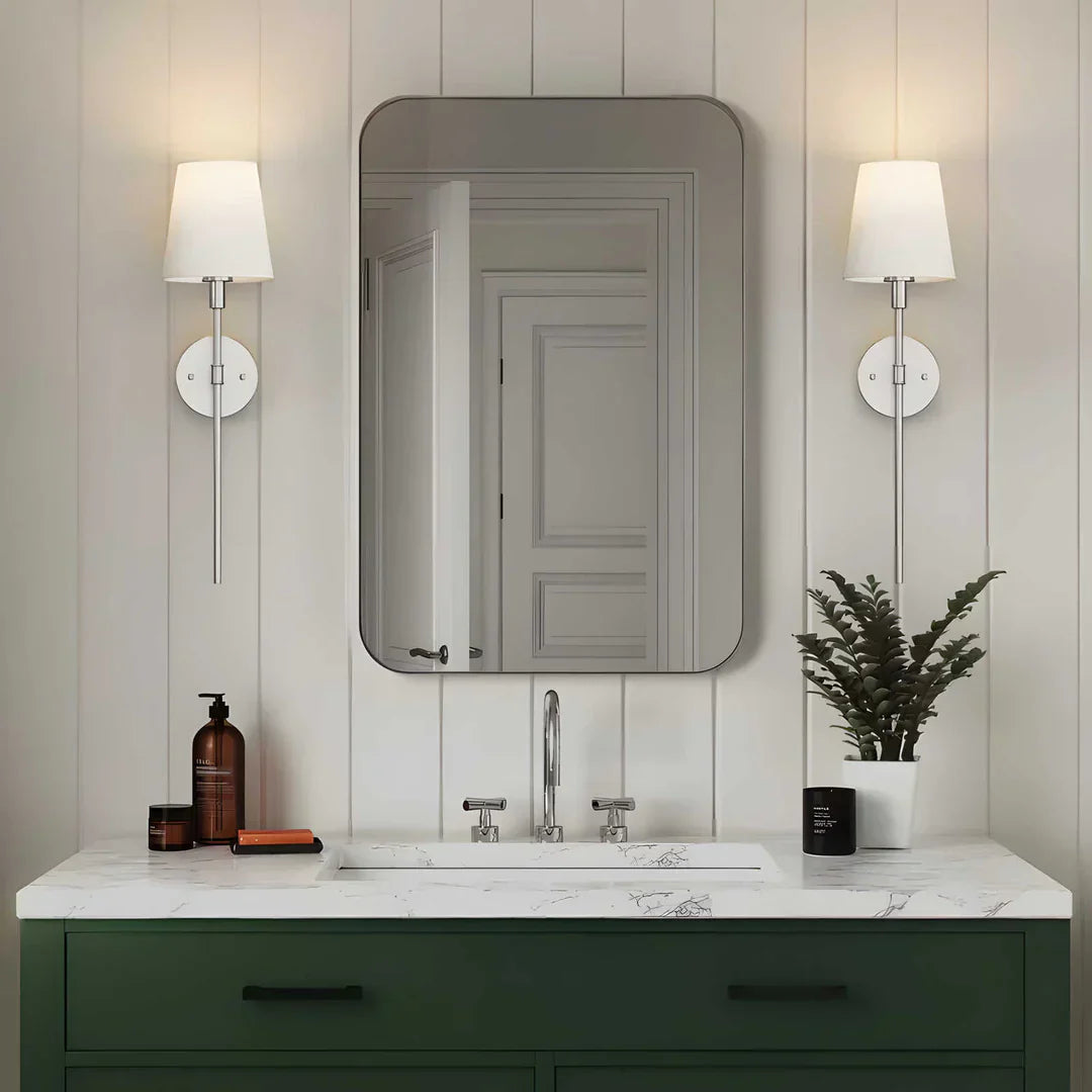 Wireless Wall Sconces with Fabric Shade | Set of 2, No Hardwiring