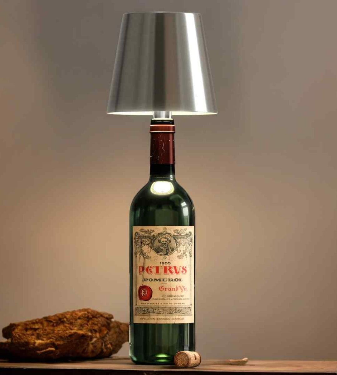 Wireless Bottle Lamp | Rechargeable LED with Cone Shade