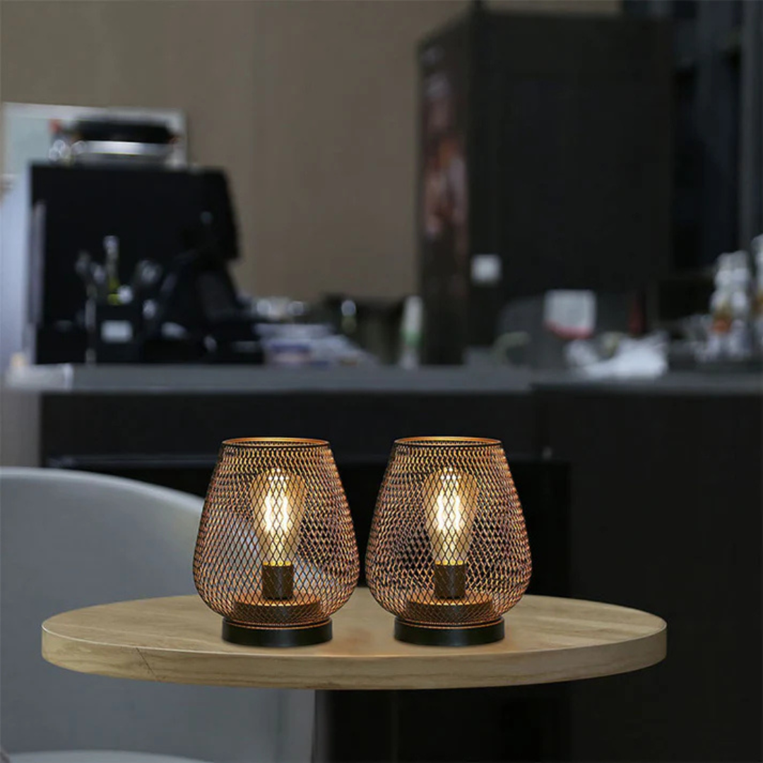 Battery-Powered LED Lantern | Matte Black Metal, Warm White
