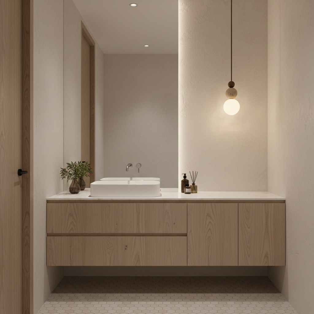 Travertine Stone Pendant Light | Opal Glass, Walnut Wood, Dimmable