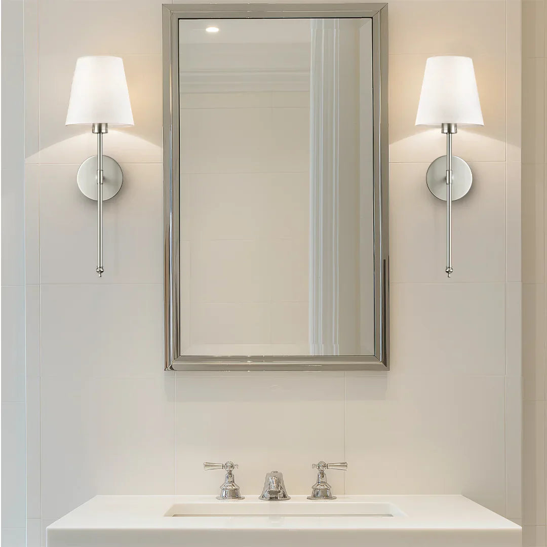 Wireless Wall Sconces with Fabric Shade | Set of 2, No Hardwiring