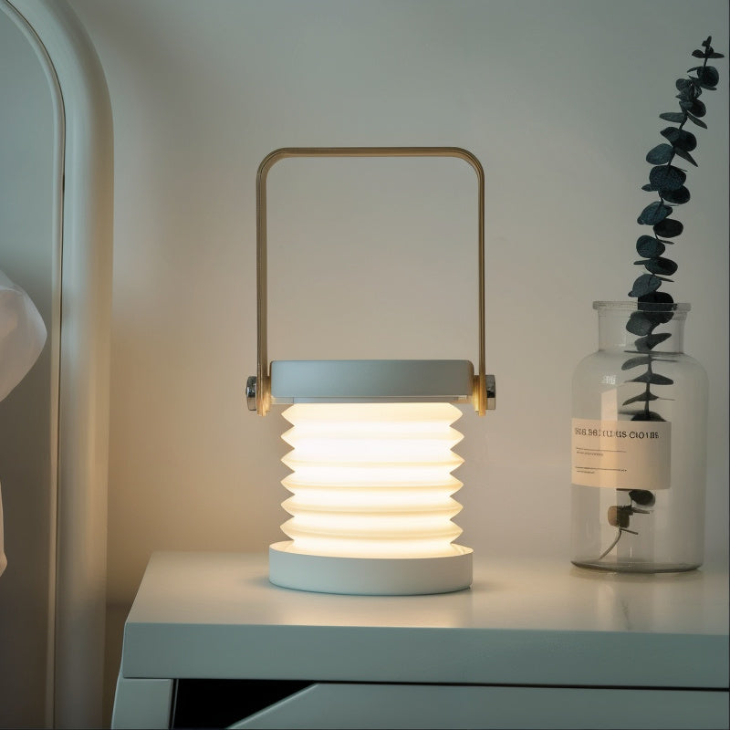 Wireless Wood and Metal Table Lamp | Dimmable, Rechargeable LED