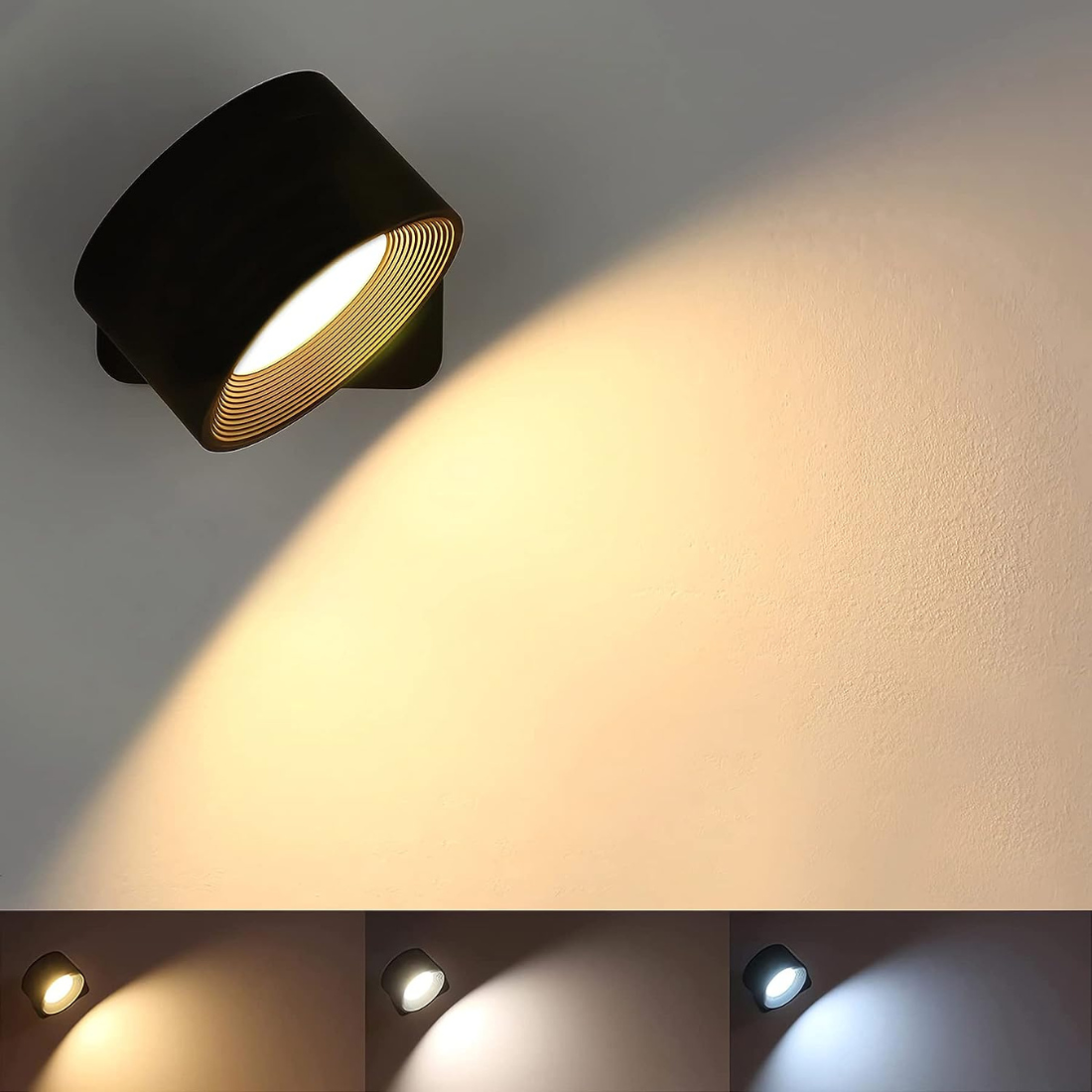 Wireless LED Wall Sconce | Rechargeable, Dimmable, 360° Rotatable