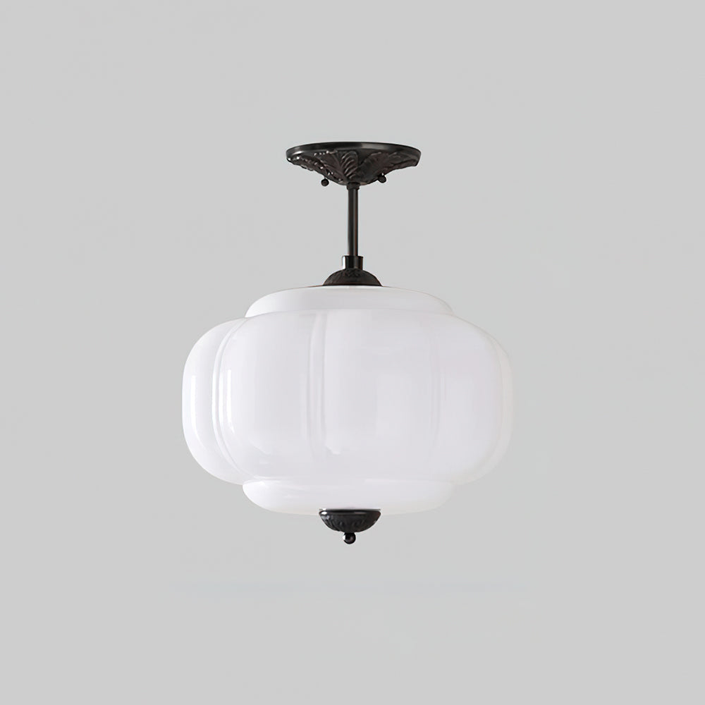 Wave Glass Ceiling Light | Brass Detail, Green Sculptural Shade