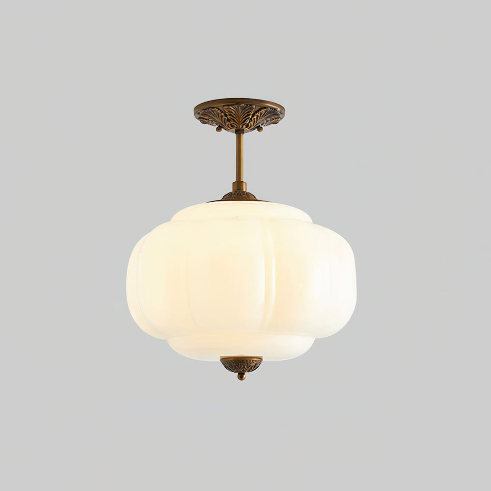Wave Glass Ceiling Light | Brass Detail, Green Sculptural Shade