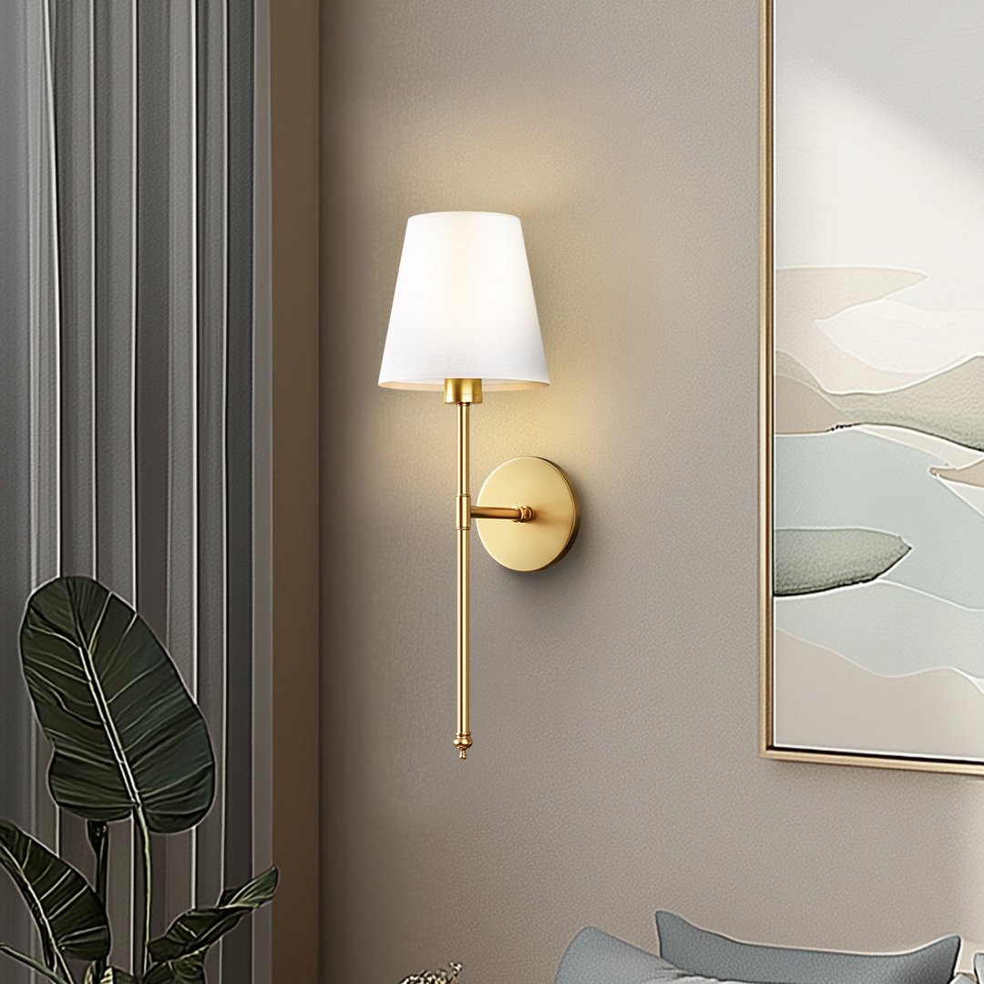 Wireless Wall Sconces with Fabric Shade | Set of 2, No Hardwiring