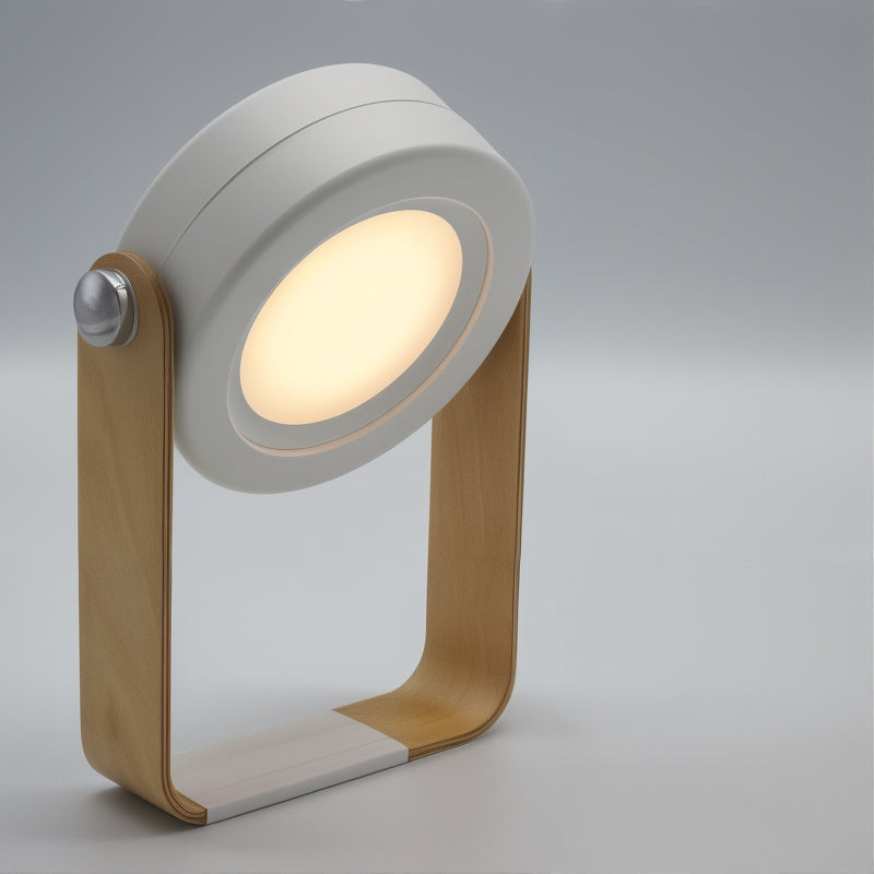 Wireless Wood and Metal Table Lamp | Dimmable, Rechargeable LED
