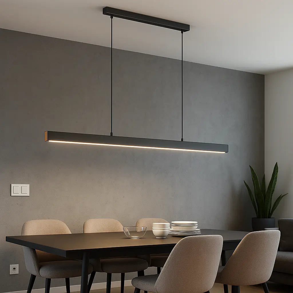 Linear LED Pendant Light | Black, Dimmable with Remote