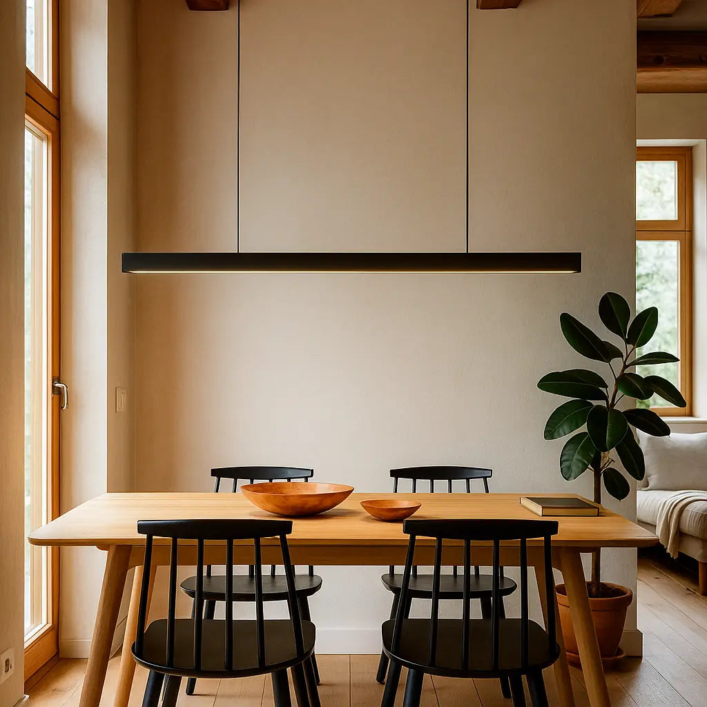 Linear LED Pendant Light | Black, Dimmable with Remote
