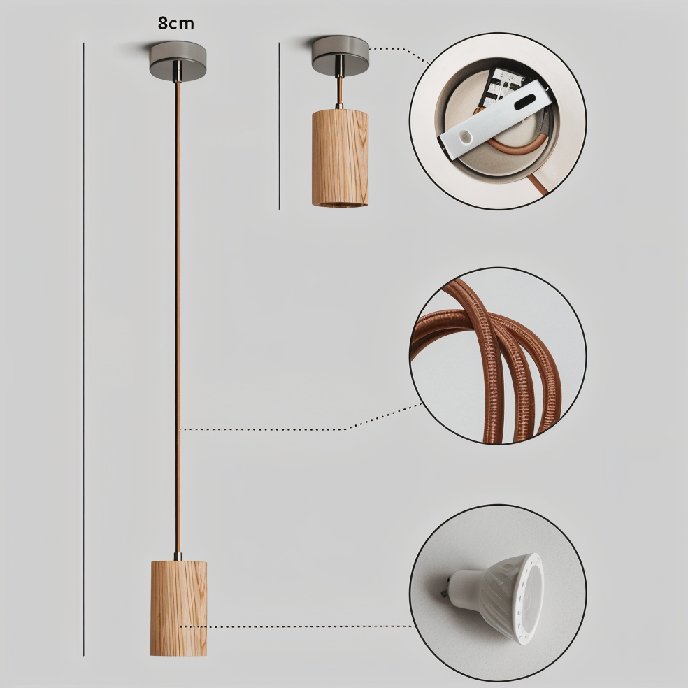 Small Wood Pendant Light | GU10, Scandinavian Style