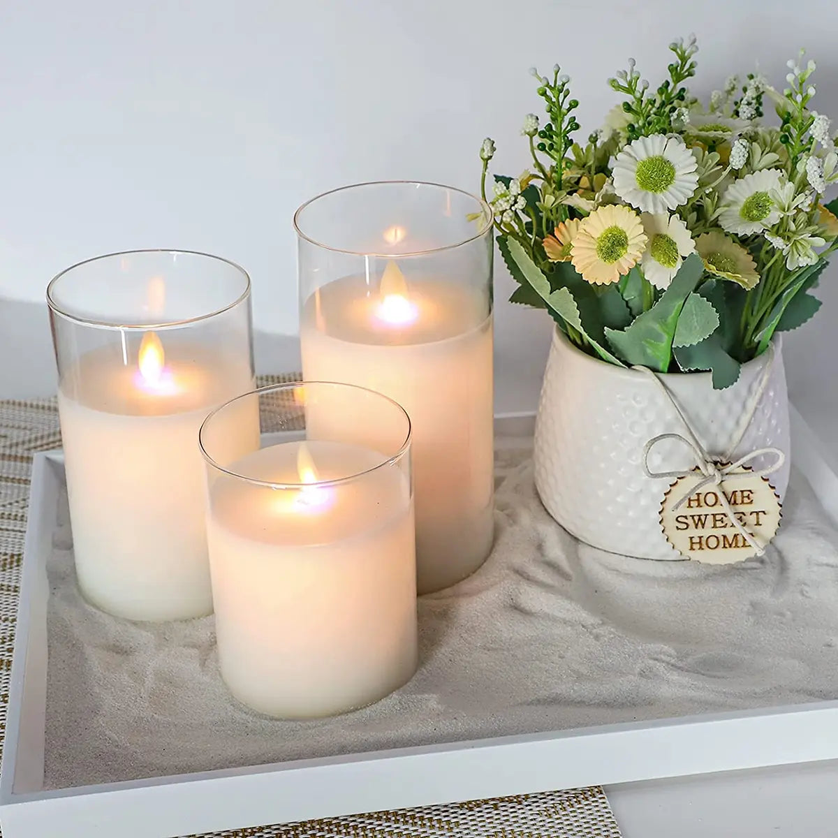 Flameless LED Candles with Remote | Set of 3, Real Wax