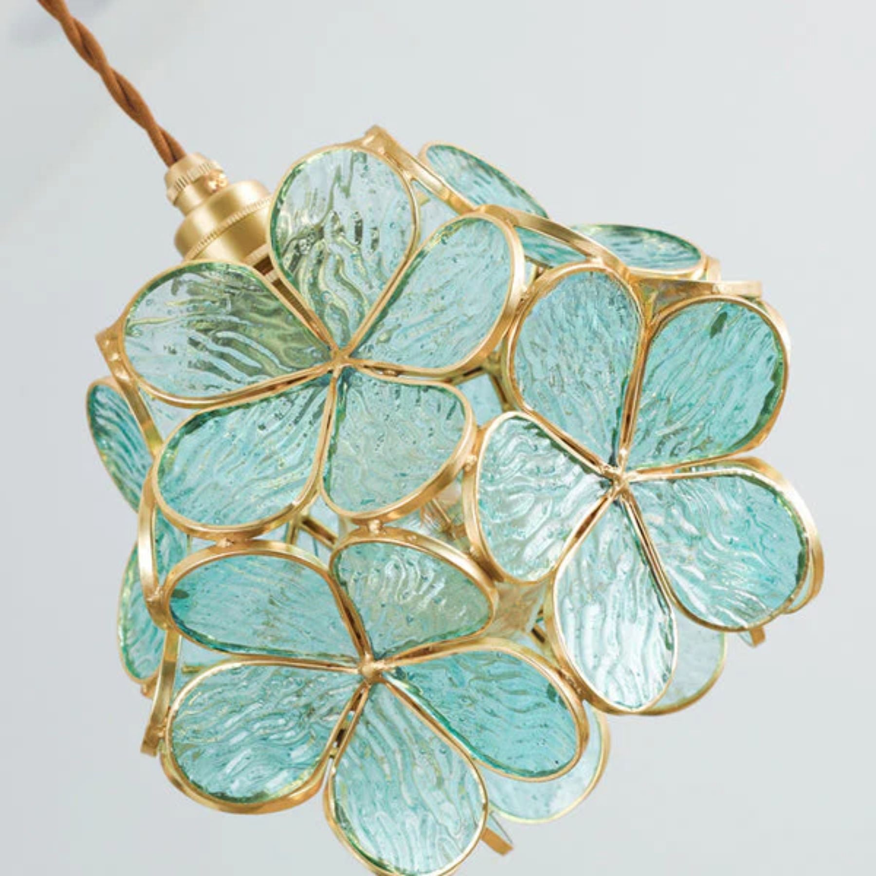 Flower Glass Pendant Light | Brass Vintage Style, E27