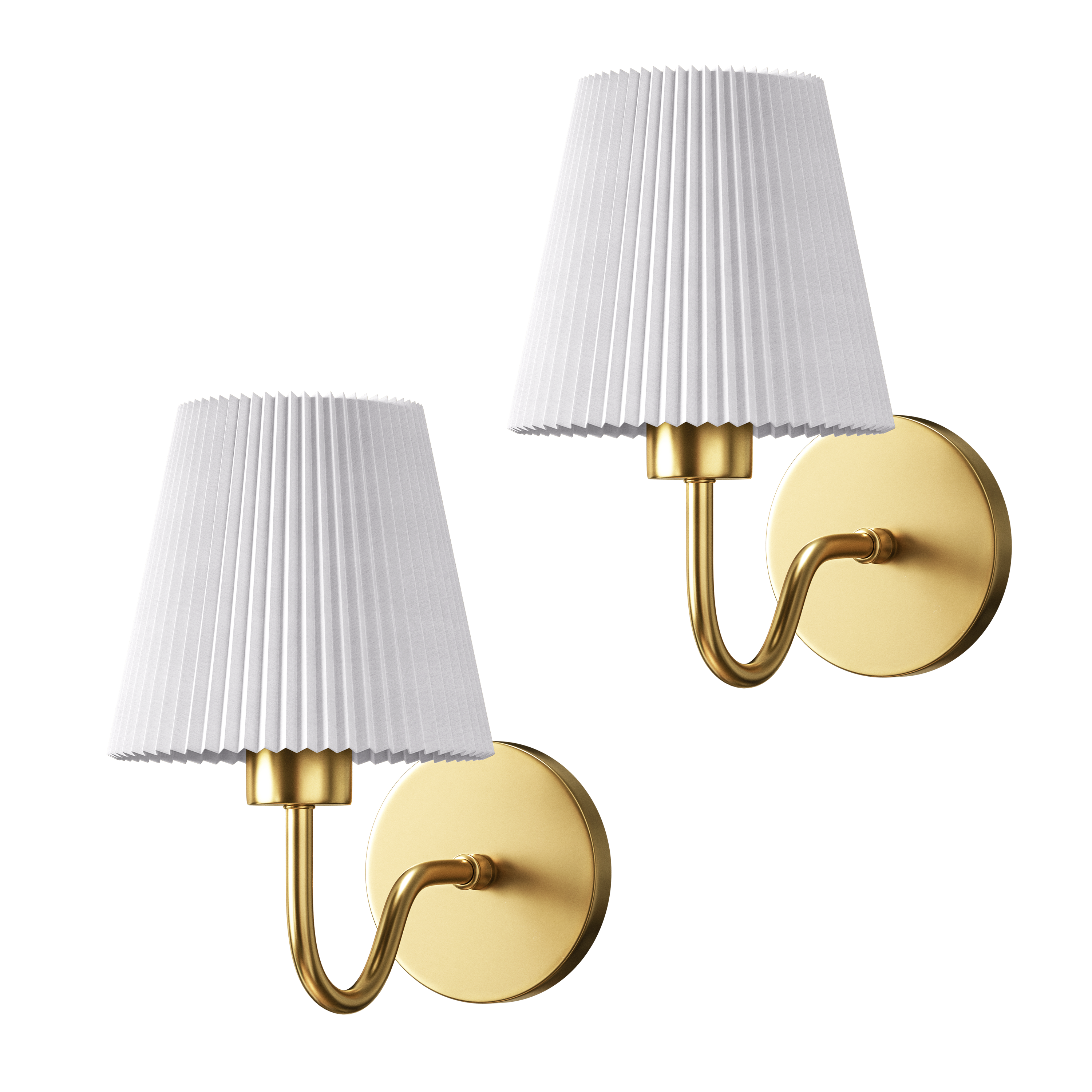 Curved Wireless Wall Sconces | Set of 2, Pleated Shade