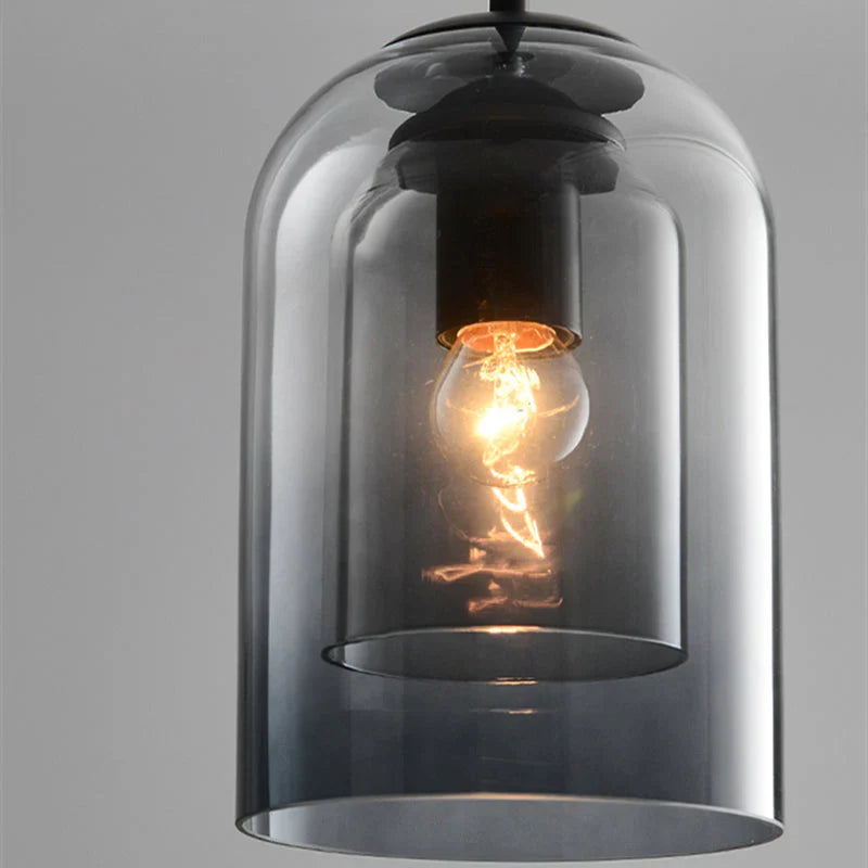 Smoked Glass Double Pendant Light | Sculptural Design, E27