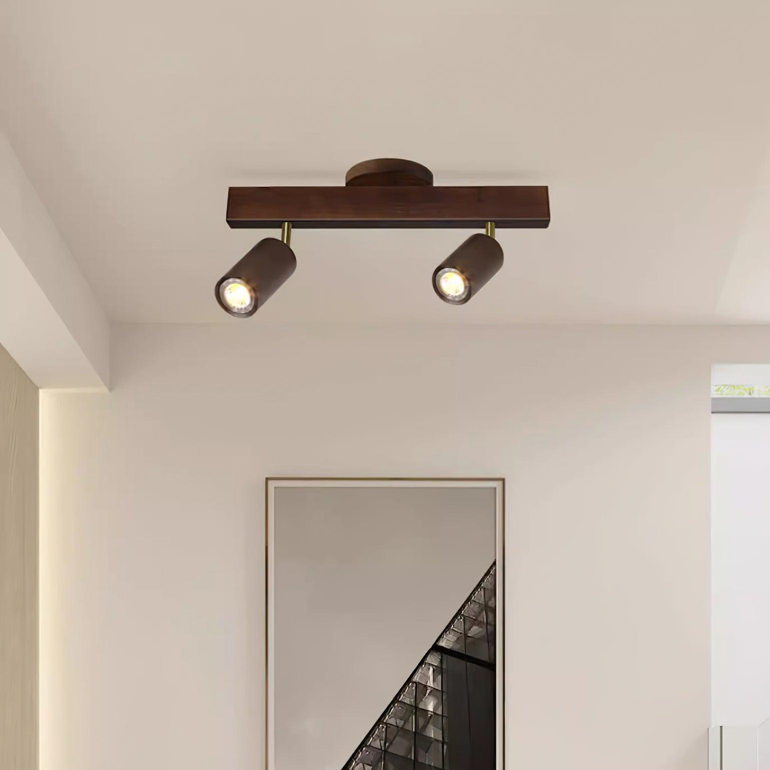 Wood and Gold LED Track Light | Linear Ceiling Bar, 3000K Warm White