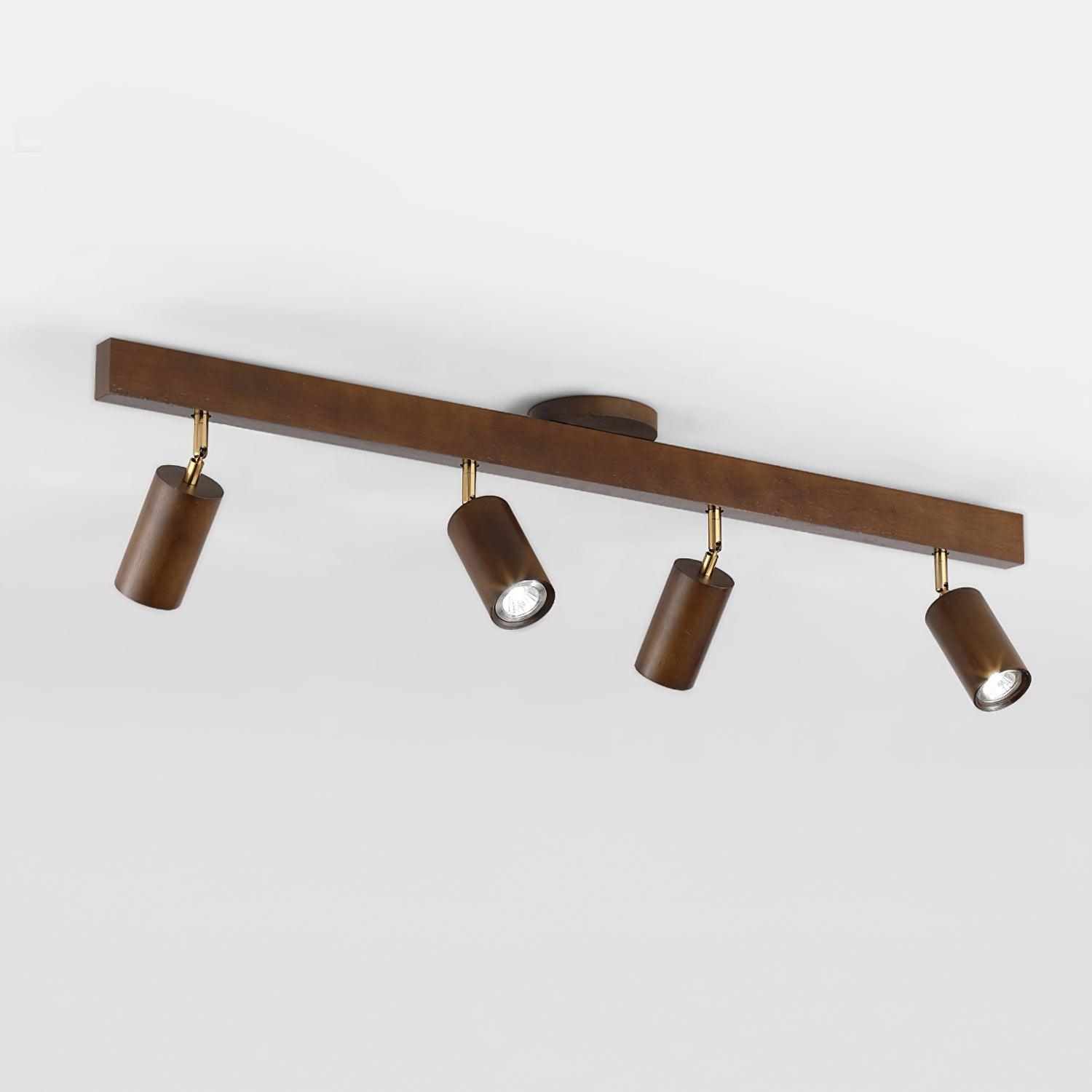 Wood and Gold LED Track Light | Linear Ceiling Bar, 3000K Warm White