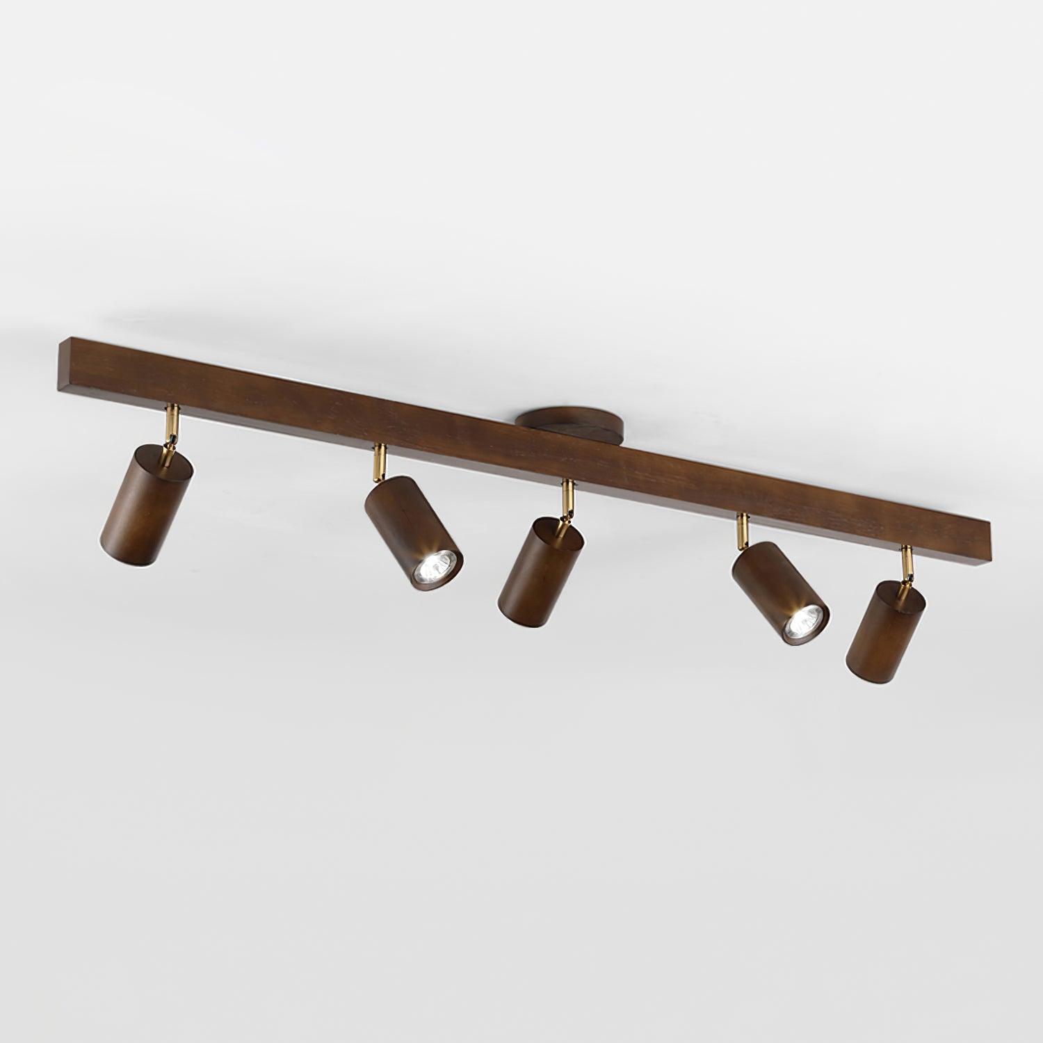 Wood and Gold LED Track Light | Linear Ceiling Bar, 3000K Warm White