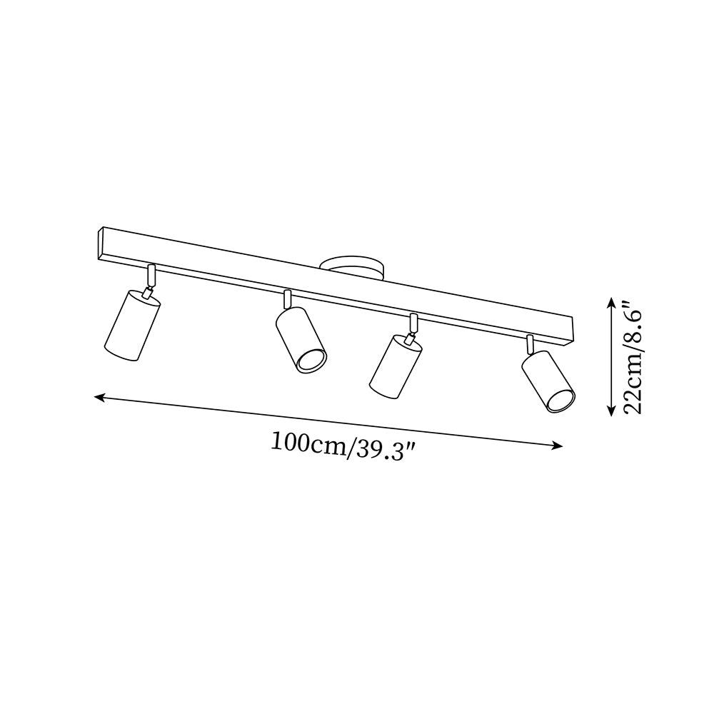Wood and Gold LED Track Light | Linear Ceiling Bar, 3000K Warm White