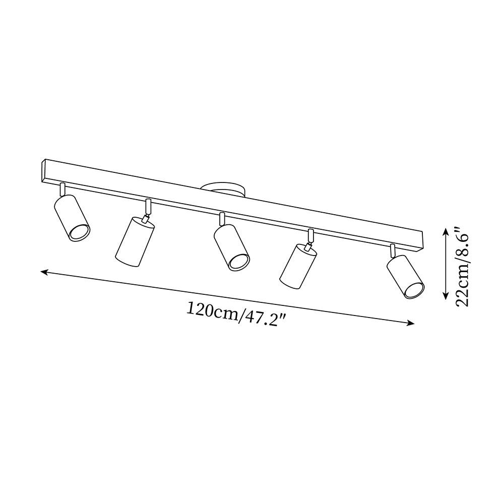 Wood and Gold LED Track Light | Linear Ceiling Bar, 3000K Warm White