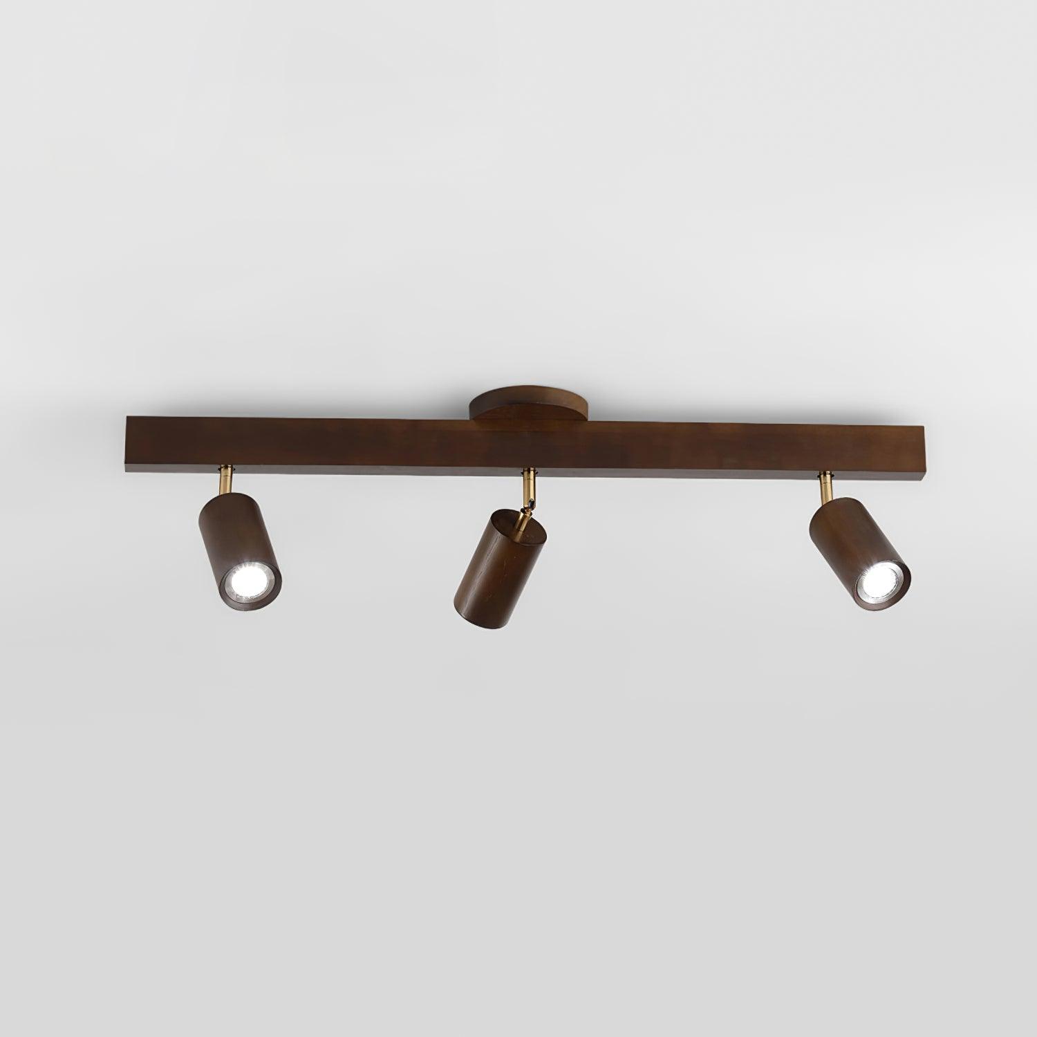 Wood and Gold LED Track Light | Linear Ceiling Bar, 3000K Warm White