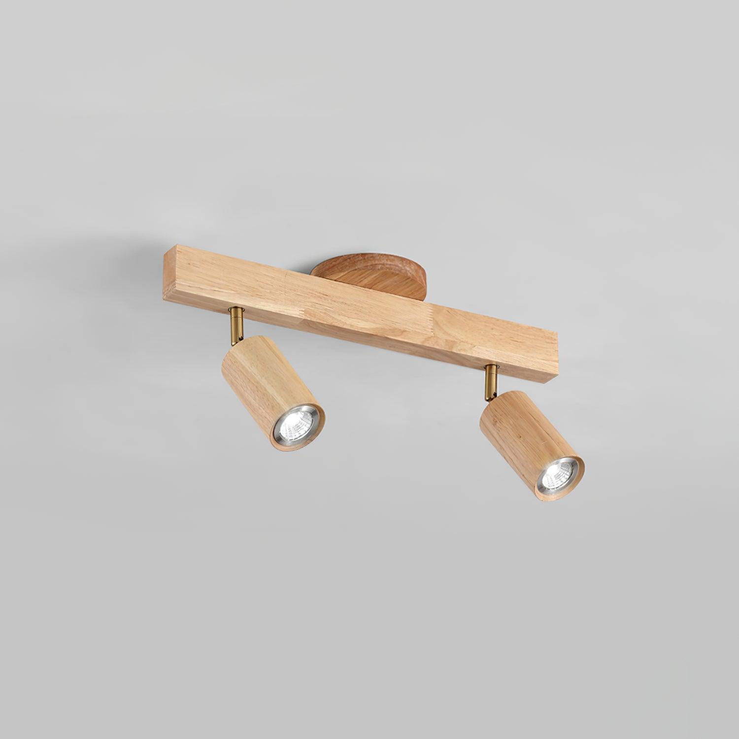 Wood and Gold LED Track Light | Linear Ceiling Bar, 3000K Warm White