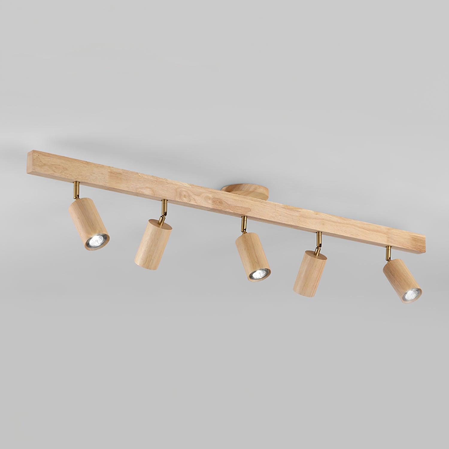 Wood and Gold LED Track Light | Linear Ceiling Bar, 3000K Warm White