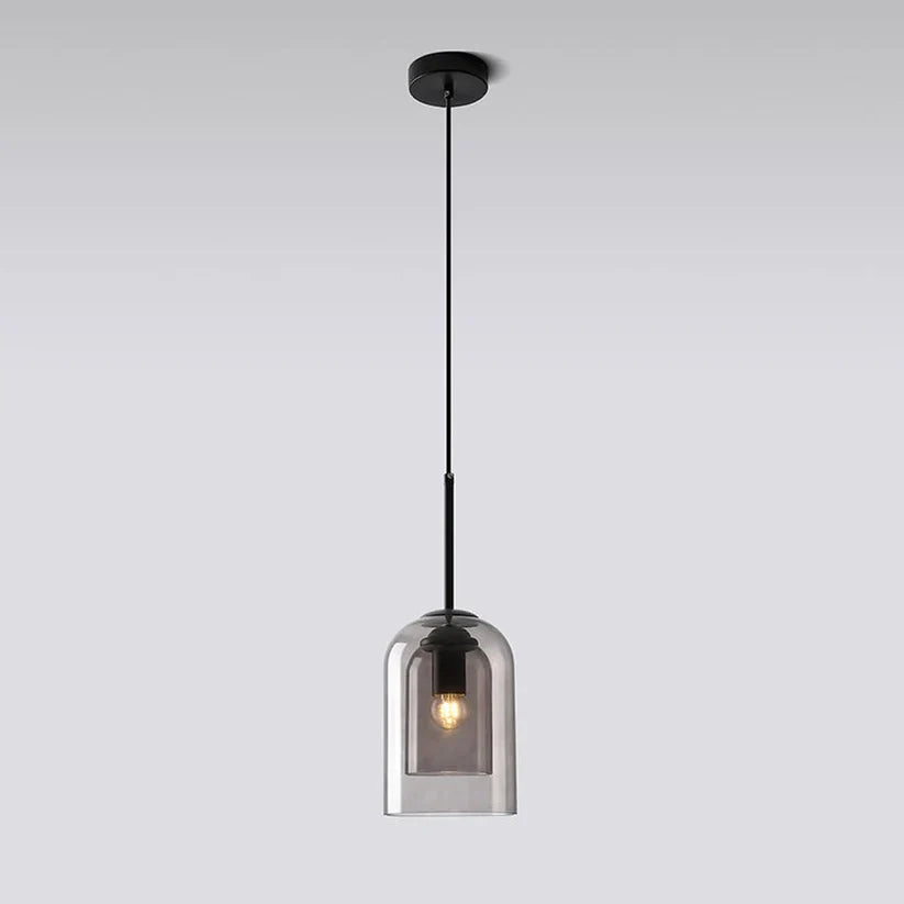 Smoked Glass Double Pendant Light | Sculptural Design, E27