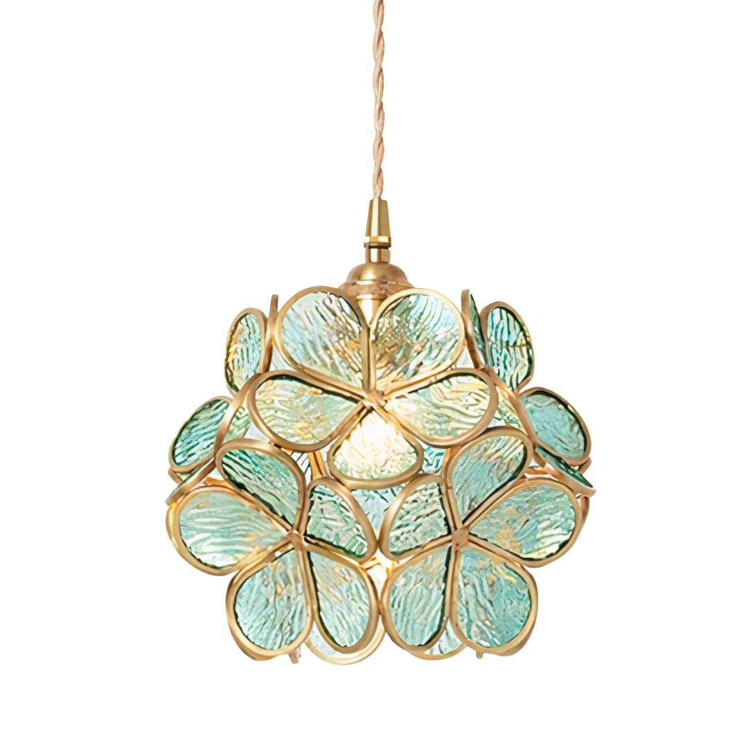 Flower Glass Pendant Light | Brass Vintage Style, E27