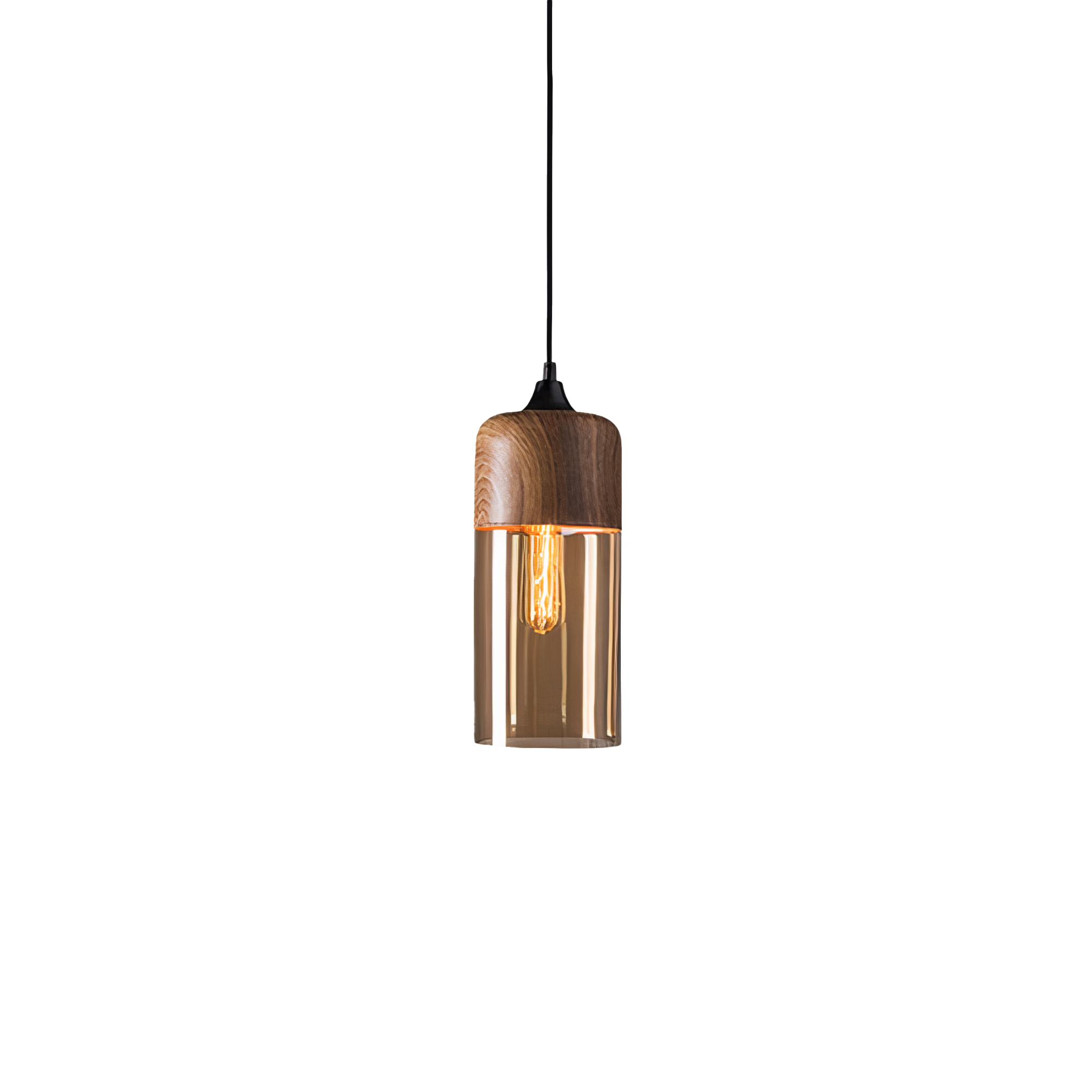 Wood and Colored Glass Pendant Light | Modern Warm Ambiance