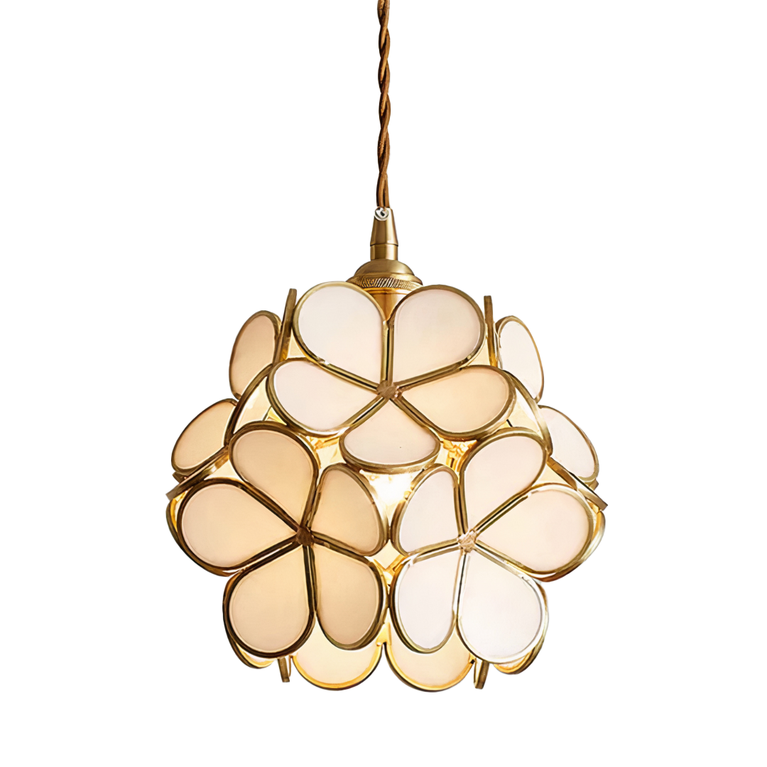 Flower Glass Pendant Light | Brass Vintage Style, E27