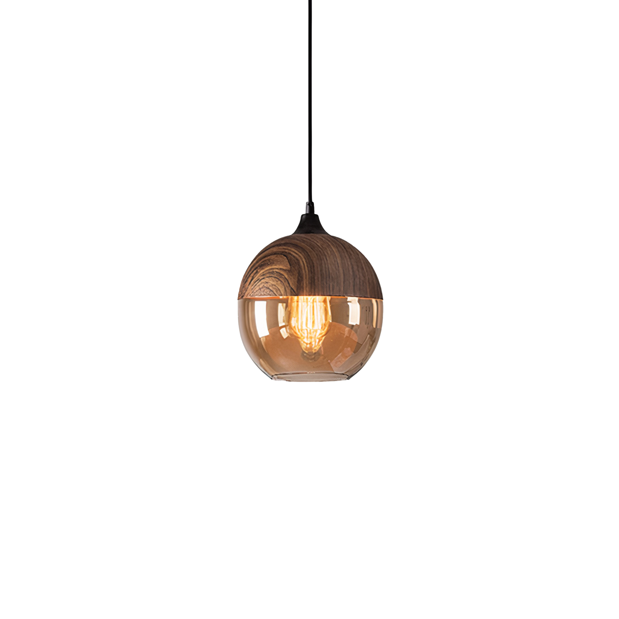 Wood and Colored Glass Pendant Light | Modern Warm Ambiance