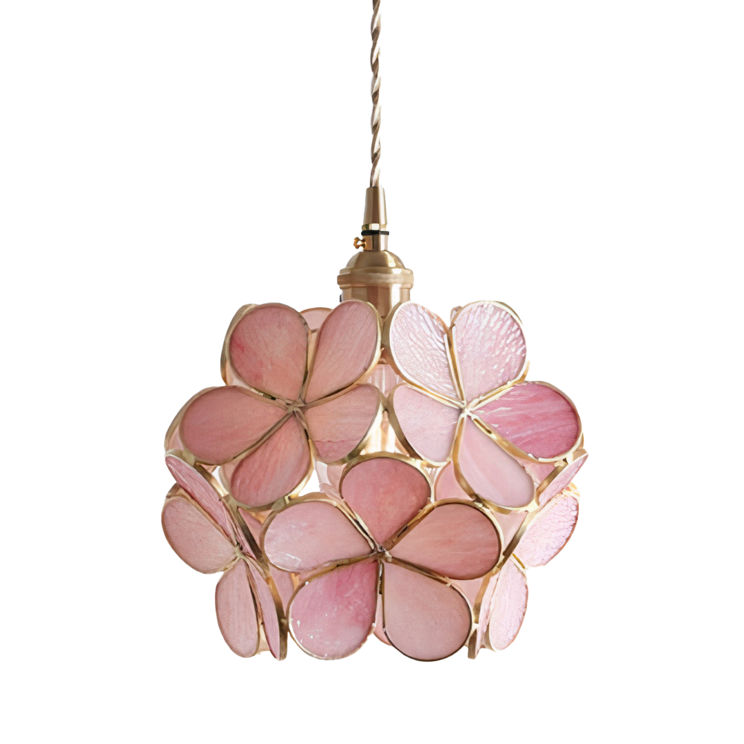 Flower Glass Pendant Light | Brass Vintage Style, E27