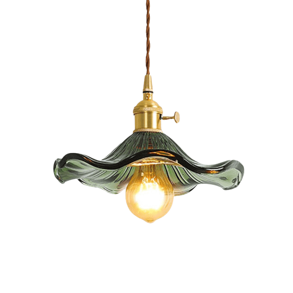 Hibiscus Flower Pendant Light | Glass and Brass, E27